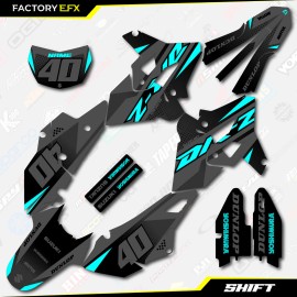 Factory EFX Gray & Cyan Shift Polisport Restyle Graphics Kit fits Suzuki Drz400 Drz400sm - No Numbers