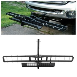 ECOTRIC 600LBS Motorcycle Trailer Hitch Carrier Scooter Dirt Bike Hauler Hitch Mount Rack with Loading Ramp Locking Device Heavy Duty Steel Motorcycle Rack for Hitch Fits 2" Receiver