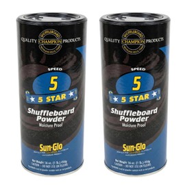Sun-Glo Speed #5 (Five Star) Shuffleboard Powder Wax – Medium-Slow Speed for 12-16 Foot Tables – 16 oz Shaker Can (Pack of 2)