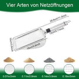 Rhyhome Set of 4 Stainless Steel Garden Sieve with Handle Compost Sieve for Gardening Sand Seeds (2/2.8/3.8/5 mm Mesh)