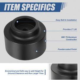 Auto Dynasty Front Strut Top Mount Leveling Lift Kit Compatible with 2002-2009 Chevy Trailblazer GMC Envoy, Coil Spring Lift Spacer, 2" Lift Height, Powdercoated Black