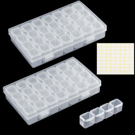 ZSFLZS Slots Diamond Painting Storage Containers, Diamond Art Portable Bead Storage Boxes for Diamond Painting Accessories and Tools, for Diamond Art Kits for Adults and Kids (2 x 28 Lattice Boxes)