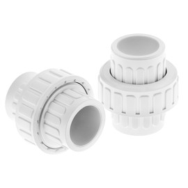 QWORK 1-Inch PVC Union Coupling, 6 Pcs Furniture Grade Pipe Fittings, Leak-Proof with EPDM O-Rings, UV-Resistant & Impact-Proof, White