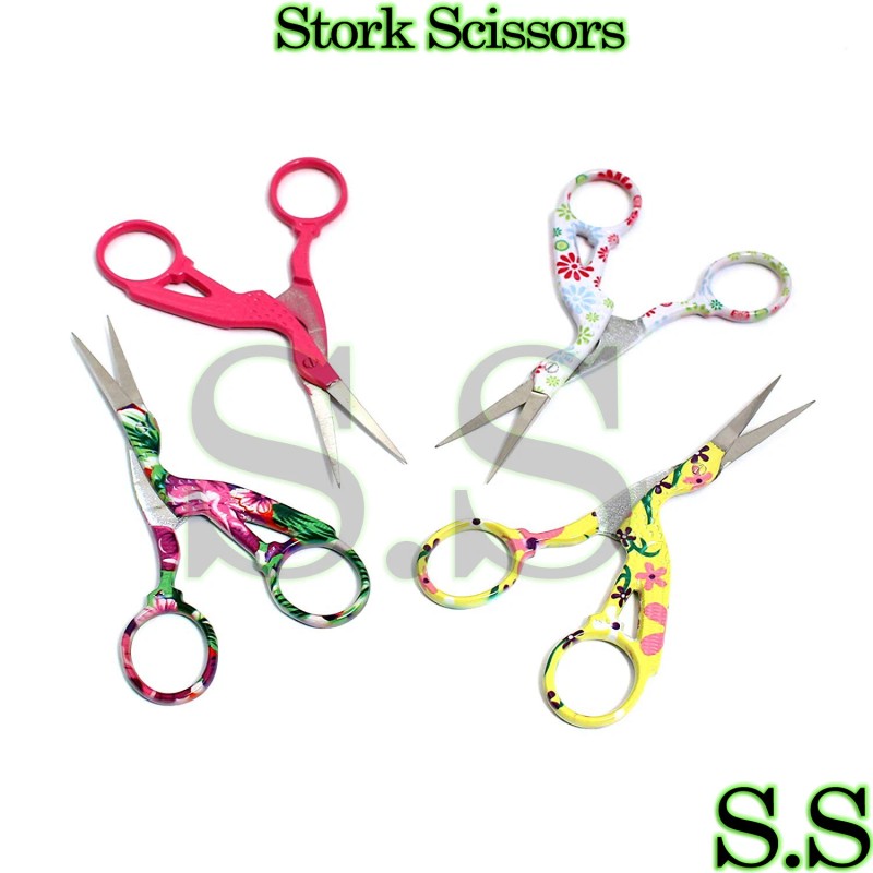 S.S 4 Pairs 4.5" Stainless Steel Sharp Classic Stork Scissors
