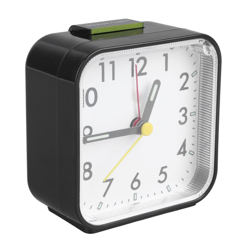 Small Clock Black Alarm Silent Minimalistic Design Snooze with Backlight