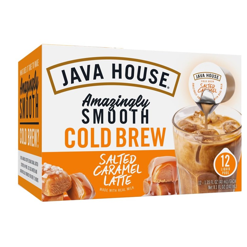 JAVA HOUSE Salted Caramel Latte Cold Brew Coffee Pods, (12
