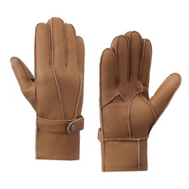 MGGMOKAY Men's Shearling Gloves Men's Leather Gloves Shearling Warm Winter Gloves, Camel