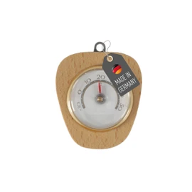 Lantelme Indoor Thermometer with Wooden Frame Temperature Display -10 to +50 °C Analogue 7.5 x 6.7 cm Bimetal Wood Thermometer for Indoor Room Wooden Thermometer with Metal Eyelet for Hanging (Light)