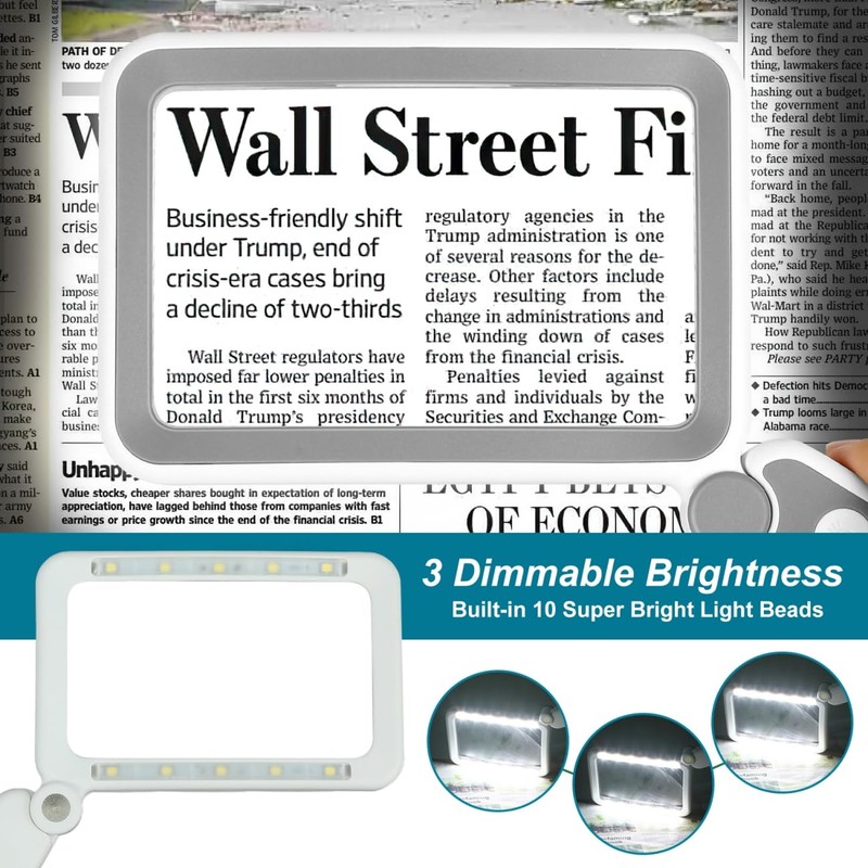 Rechargeable Magnifying Glass with Light for Reading, 5X Large Page