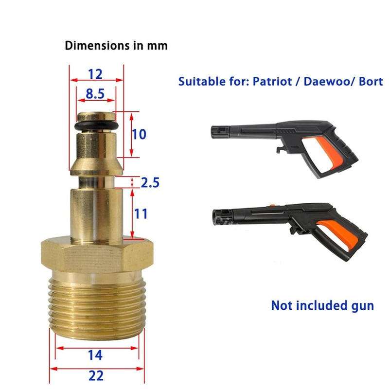 Michear High Pressure Washer Adapter,Hose Adapter Quick Connect, Brass M22