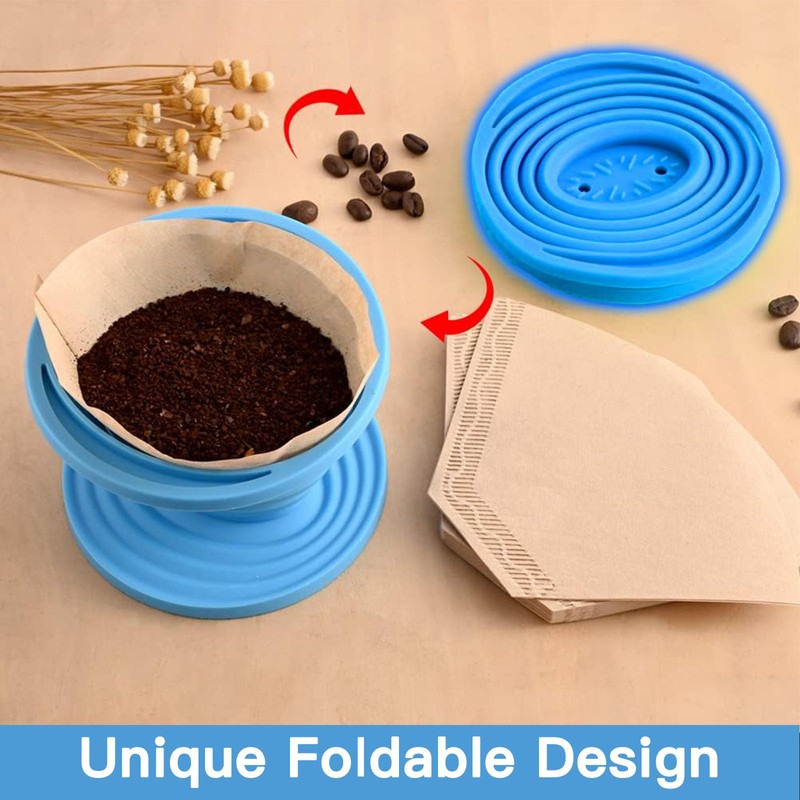 Collapsible Pour Over Coffee Dripper Set - Silicone Reusable Cone