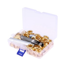 Operitacx 100set Grommet Kit with Tools Brass Eyelet Button Shoes Clothing and Crafts Inner Diameter Portable Storage Box Included Golden
