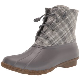 Sperry Women's Saltwater Wool Rain Boot, Grey Plaid, 5.5