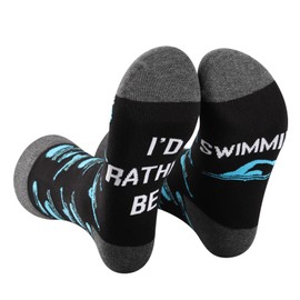 2 Pairs Funny Swimming Sock Swimming Team Gifts Swimming Lover Gift Swim Gift Swimmer Sock I'd Rather Be Swimming Sock (CA/US, Alpha, One Size, Regular, Regular, I'D RATHER BE SWIMMING sock ca)