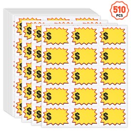 Azureal 510PCS Price Stickers, 2"x3" Self-Adhesive Yard Sale Price Stickers, Price Tags with Large Blank to Write Pricing for Retail, Flea Markets and Estate(Yellow)