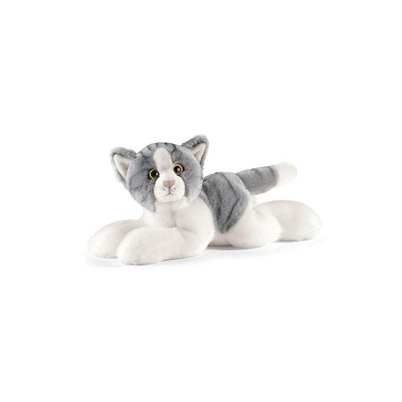 A-Nima Grey and White Cat Lying Plush 30cmL
