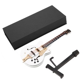5.5in White Miniature Electric Guitar Replica with Box Instrument Model Ornament Christmas Gift