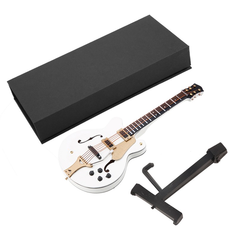 5.5in White Miniature Electric Guitar Replica with Box Instrument Model