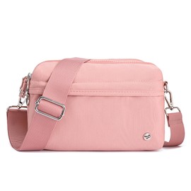 NEICOA Anti-Theft Nylon Crossbody Bags for Women,RFID Travel Purse with Multi-Pockets,Small Shoulder Bag for Vacation(Pink)