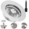 3-in-1 Kitchen Sink Drain Strainer Stopper, Upgraded Stainless Steel Sink