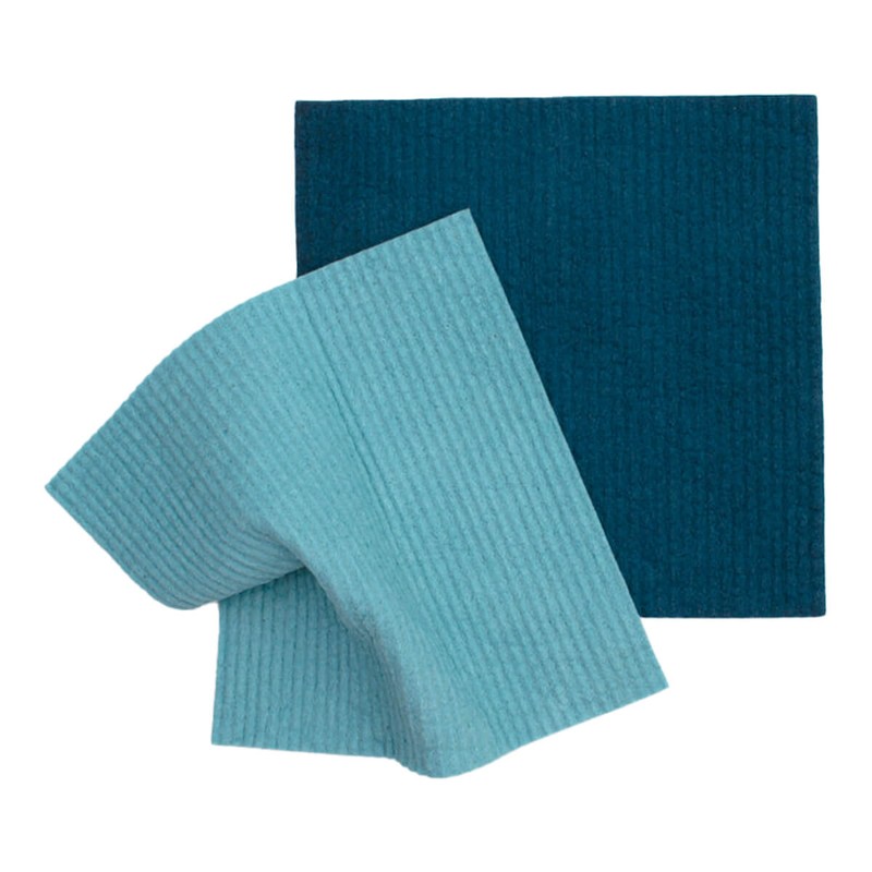 Retro Kitchen Organic Dyed Compostable Sponge Cloth Set - Marine,