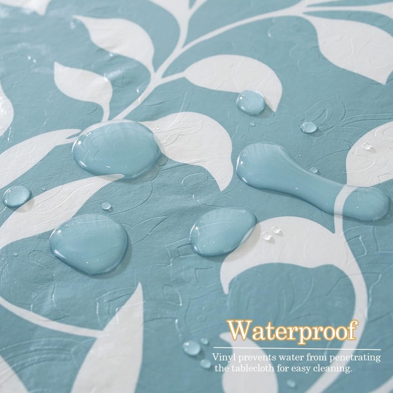 MATIRUG Vinyl Tablecloth with Flannel Backed, Waterproof Oil-Proof PVC Table