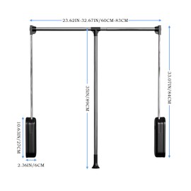 usego Pull Down Closet Rod Adjustable 23.62-32.67 Inch Heavy Duty Pull Down Side Mounted Closet Rod Wardrobe Lift Rail for Hanging Clothes Organizer Storage System, Chrome