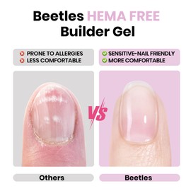 Beetles Builder Gel for Nails HEMA-Free,2 Pcs 0.2 oz 8 in 1 Jelly Purple & Glitter Builder for Thickening Apex Building Strengthener Extension LED/UV Lamp Light Purple Nails DIY Salon for Begginer