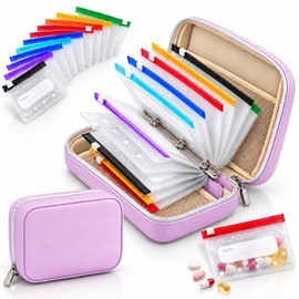 Pill Pouches for Travel Bag, Size 4.5 X 3.5 with 14 Reusable Pouches