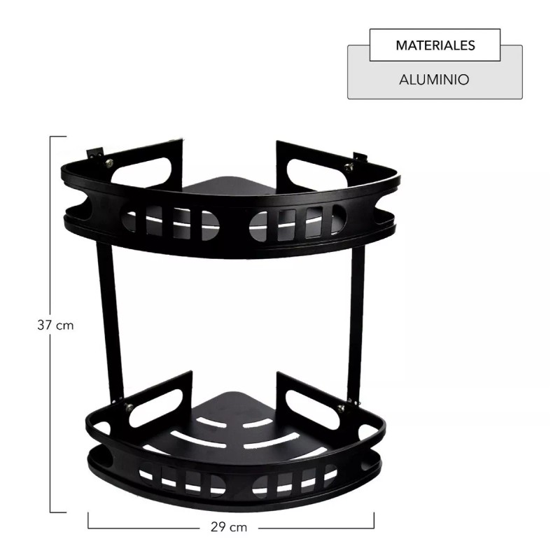 Cnx Organizador Para Regadera En Aluminio, Color Negro Mate