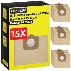 Supply Guy WD3 Beutel kompatibel mit Kärcher WD1 WD2 WD3 MV3 SE4000 4001 4002 Ersatzteile 15 Ersatz Beutel ersetzt 6.959-130.0 (15 Set Staubsaugerbeutel)