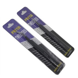 Eyelash Extension Tweezer Set - FEITA Professional Straight & Curved Pointed Very Fine Tip Precision Tweezers for Lash Extensions - Black - 2Pcs