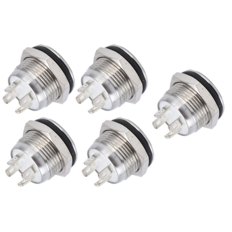 5Pcs Button Switch Stainless Steel Flat Top Button with LED