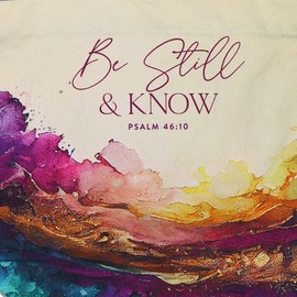 Kerusso Grace & Truth Be Still Psalm 46:10 Watercolor, Multicolor 16 x 14.5 Inches Cotton Canvas Multi Use Tote Bag