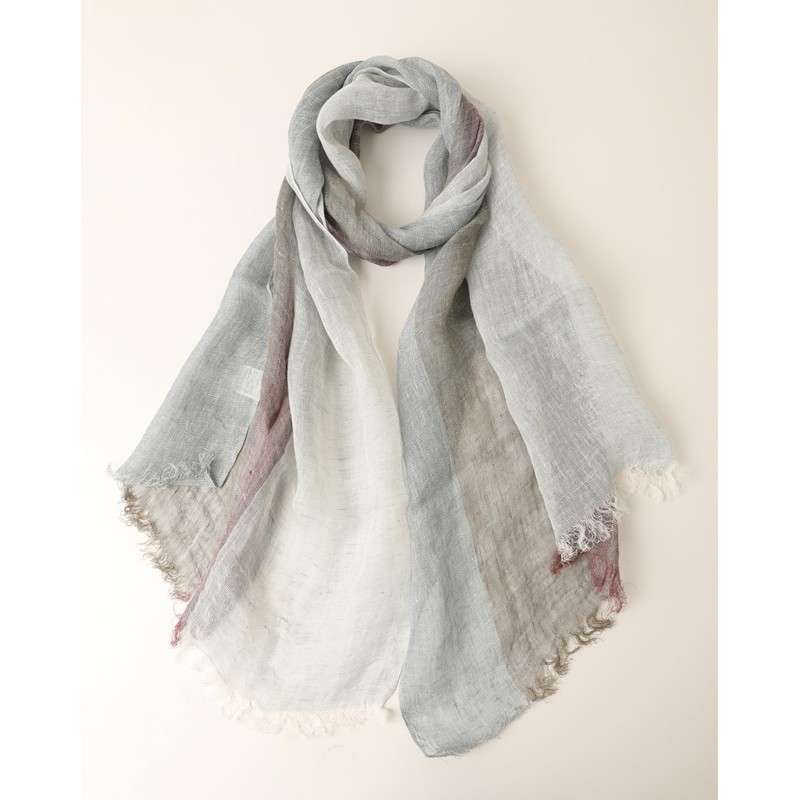 Prettystern Men's Scarf Linen Fringe Maritime Stripes Summer Scarf, T116