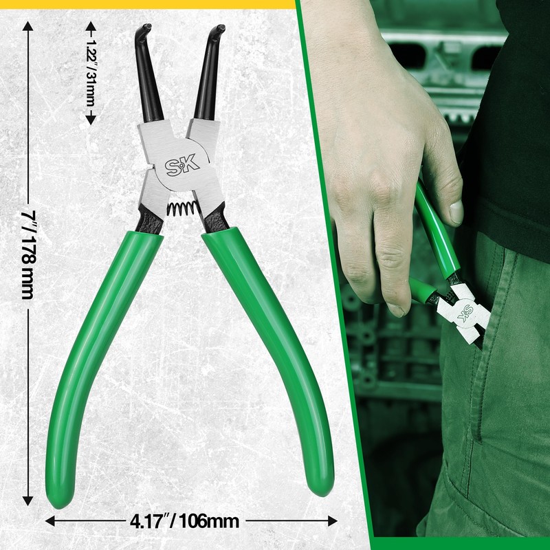 SK 7-Inch Snap Ring Pliers, Internal Circlip Pliers with 90-Degree