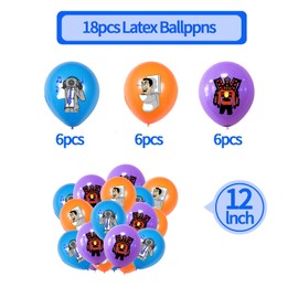 POPOYU 20Pcs Skibidi Toilet Birthday Party Balloons,Titan TV Man Latex Balloons Skibidi Party Decoration,Purple Blue Kids Skibidi Party Balloons Helium Balloons for Fans Skibidi Themed Party Supplies