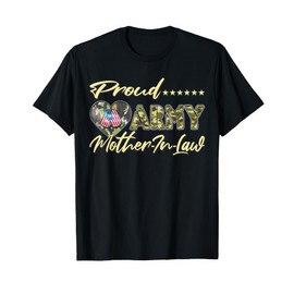 Proud Army Mother-In-Law US Flag Dog Tag Military Mom Family T-Shirt for Men Women