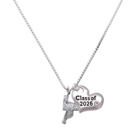 Delight Jewelry Silvertone Western Saddle Class of 2026 Heart Necklace, 17.5+2"