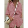 Fixmatti Summer Shorts Set Women 2 Piece Outfits Button Down