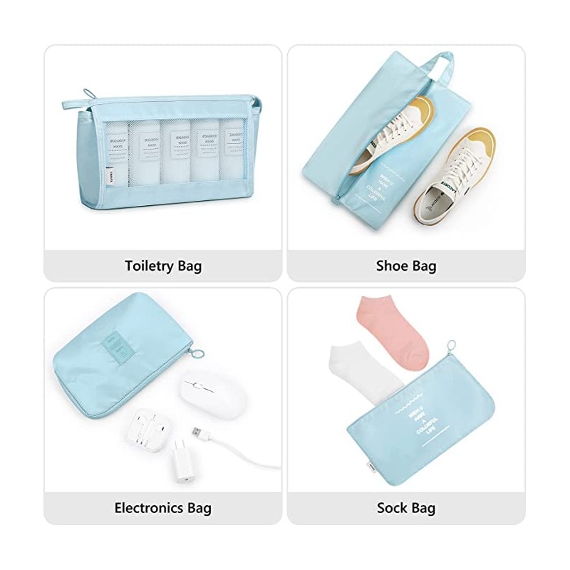 Packing Cubes, 9 Set Packing Cubes with Shoe Bag &