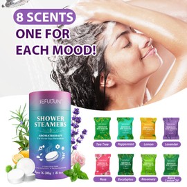 Shower Steamers Aromatherapy 8 Packs, Long-Lasting 8 Scents Shower Bombs with Essential Oils for Home-Spa Relaxation, Stress Relief Shower Tablets, Shower Bombs Aromatherapy, Gifts for Friends (2PCS)