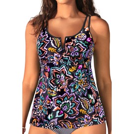Solo tankini para mujer, traje de baño modesto con alambre en V, traje de baño con control de abdomen sin parte inferior 2025, estampado de cachemira, Small