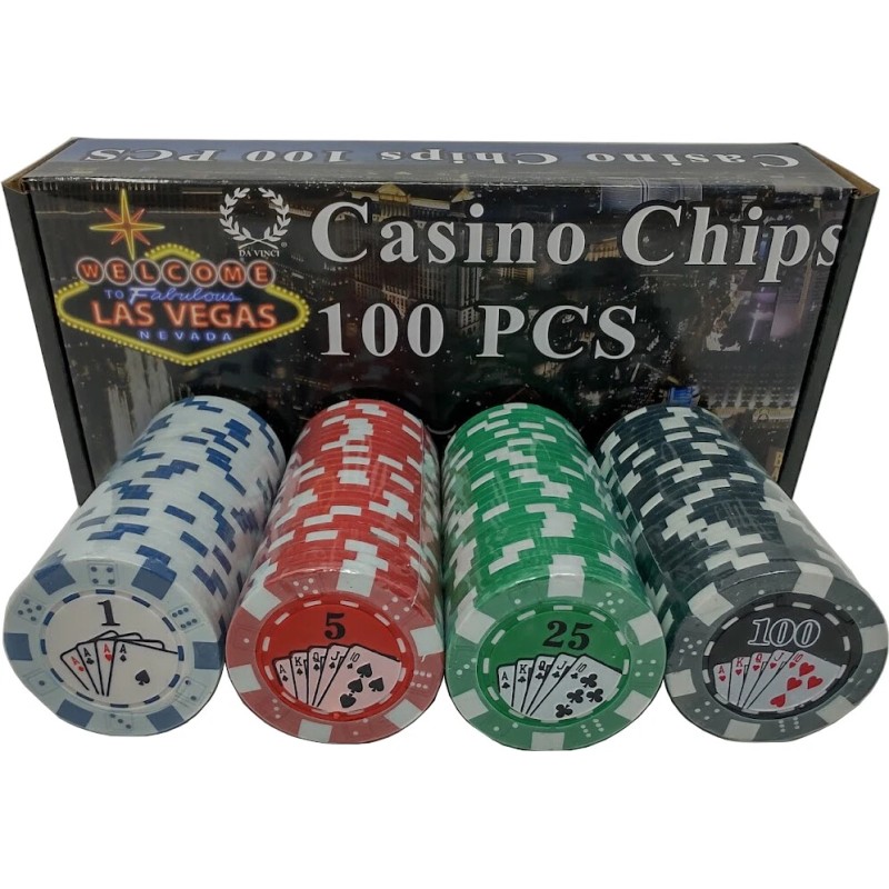 DA VINCI 100 Dice Stripe Flush Design Poker Chips in