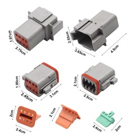 SanilParts 3 Sets 8 Pin Way DT Series Connector, DT04-8P DT06-8S Waterproof Connector, 13 Amps Continuous 14-18 AWG Electrical Wire Connector