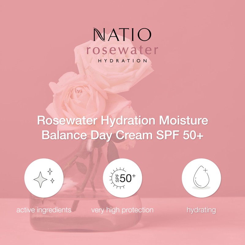 Natio Australia Rosewater Hydration Moisture Balance Day Cream SPF 50+