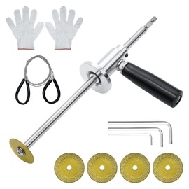 PVC Pipe Cutter Set with Adjustable Depth Gauge, Inside Pipe Cutter Tool Kit with Hex Shank With 5PCS Blades, Pipe Cable Saw, Gloves，Internal Pipe Cutter for Plastic, ABS, Exhaust PVC Pipes