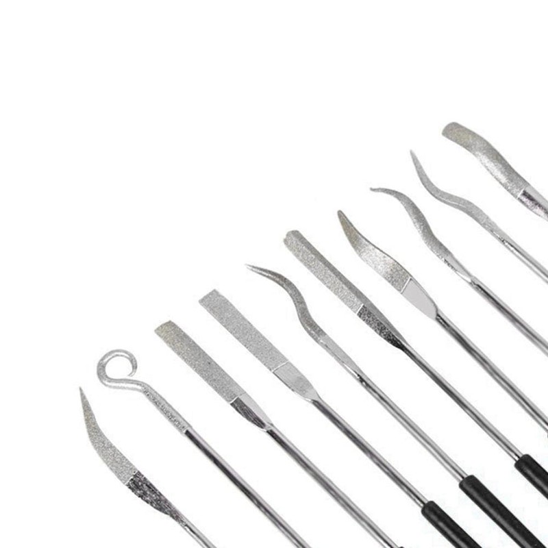 10Pcs Diamond Needle File Set, 180mm Metal Files with Rubber