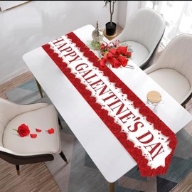 Galentine’s Day Party Decorations, ,Happy Galentine’s Day Table Runner,Valentine’s Day Table Runner Valentine’s Day Rose Table Runner,Table Table Covers,Valentine’s Day Table Tablecloth