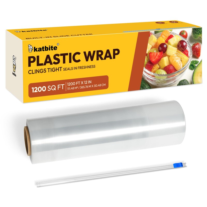 Katbite Plastic Wrap with Slide Cutter, 12 in x 1200